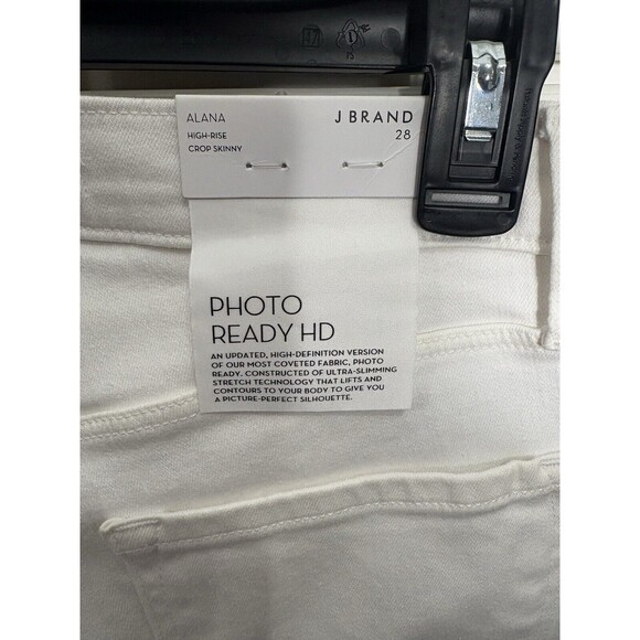 J Brand Alana High Rise Crop Skinny Jeans White Blue Piping Size 28 Photo Ready - Picture 5 of 6